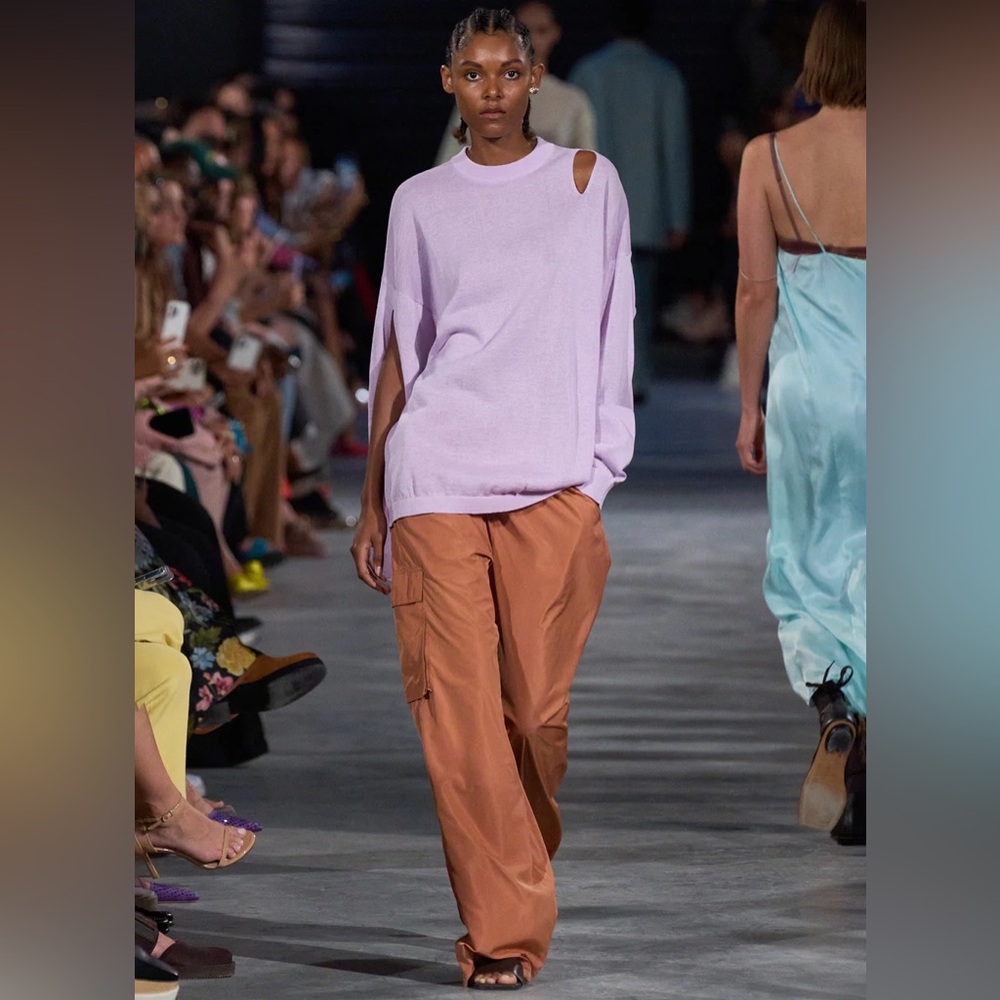 Italian Sporty Nylon Wide Leg Pull on Pant